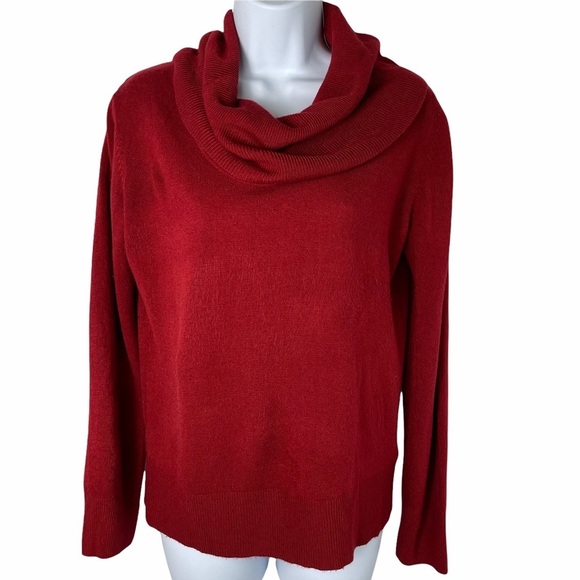 Carol Rose Cowl Neck Red Long Sleeve Top Sweater Size Petite Large - Picture 1 of 7